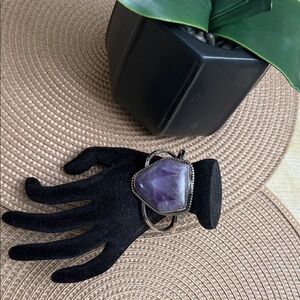 Sterling Silver Cuff  with amethyst Precious stone.